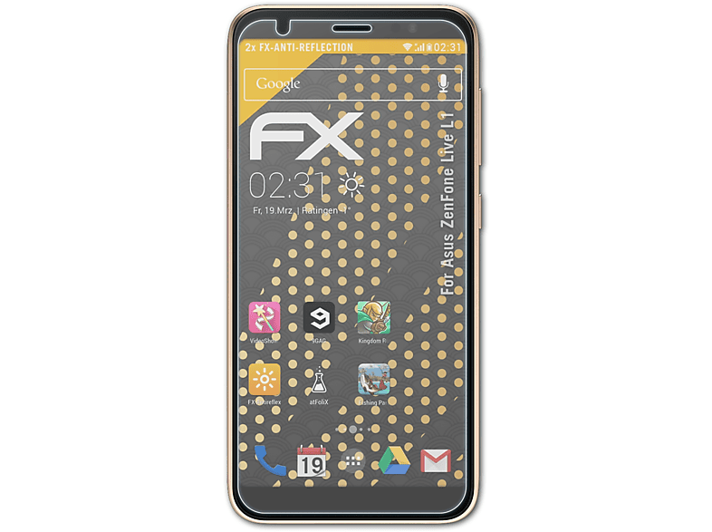 Displayschutz(für FX-Antireflex ATFOLIX Asus L1) ZenFone Live 2x