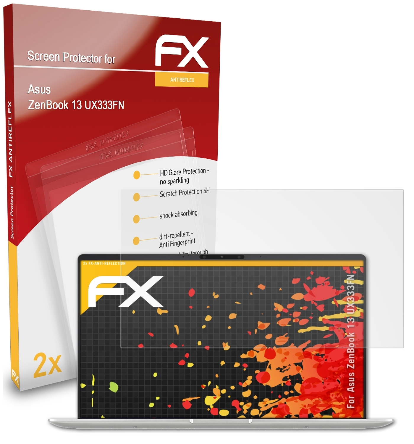 ATFOLIX 2x FX-Antireflex 13 Displayschutz(für Asus (UX333FN)) ZenBook