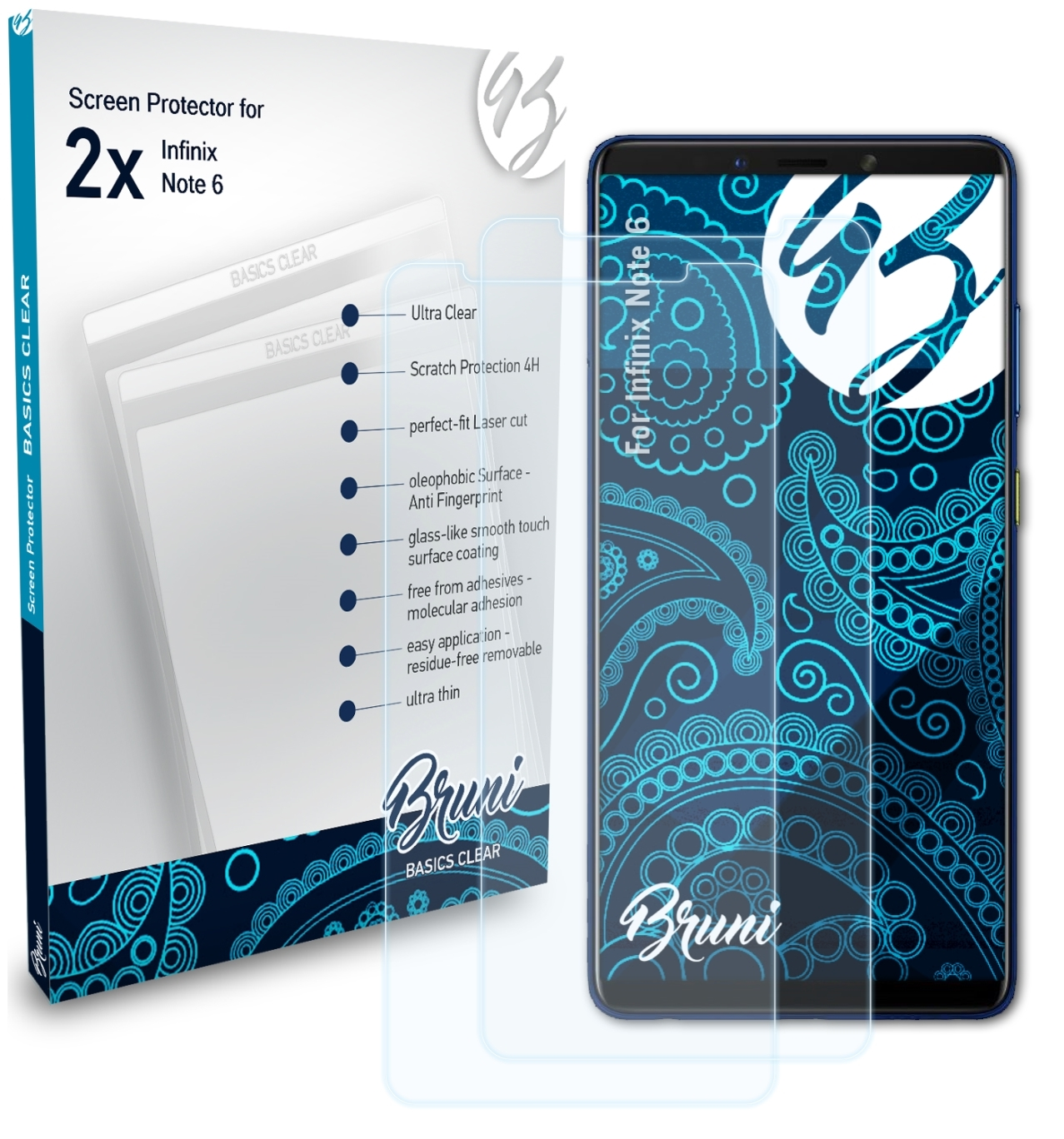 BRUNI 2x Infinix Schutzfolie(für 6) Note Basics-Clear