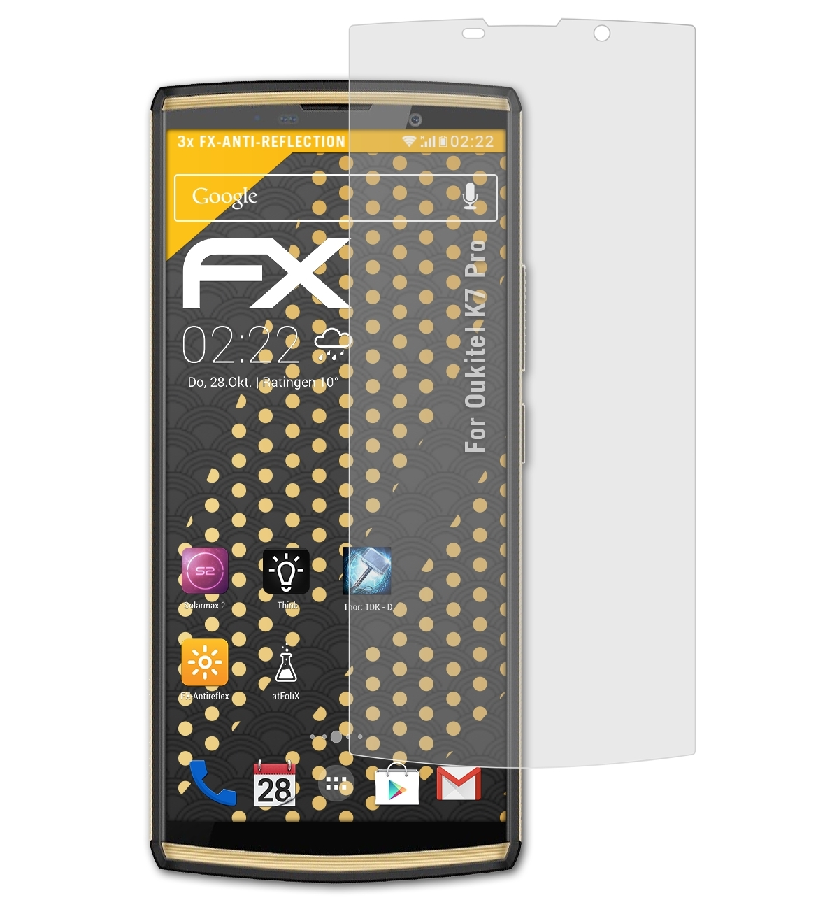 ATFOLIX 3x FX-Antireflex Pro) Displayschutz(für Oukitel K7