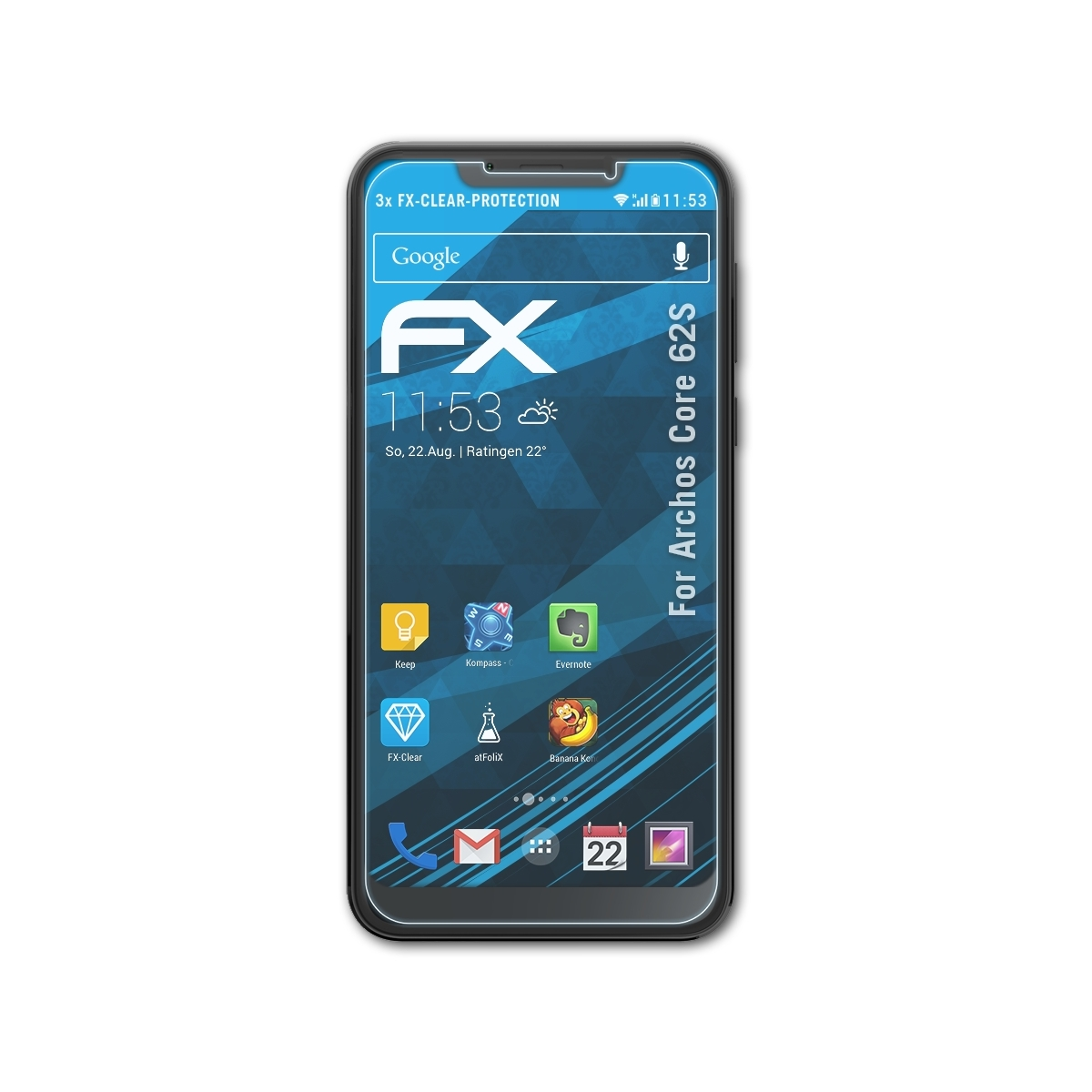 ATFOLIX 3x FX-Clear Archos 62S) Displayschutz(für Core