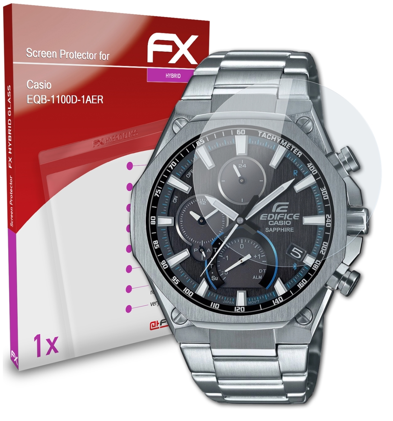 FX-Hybrid-Glass EQB-1100D-1AER) ATFOLIX Casio Schutzglas(für