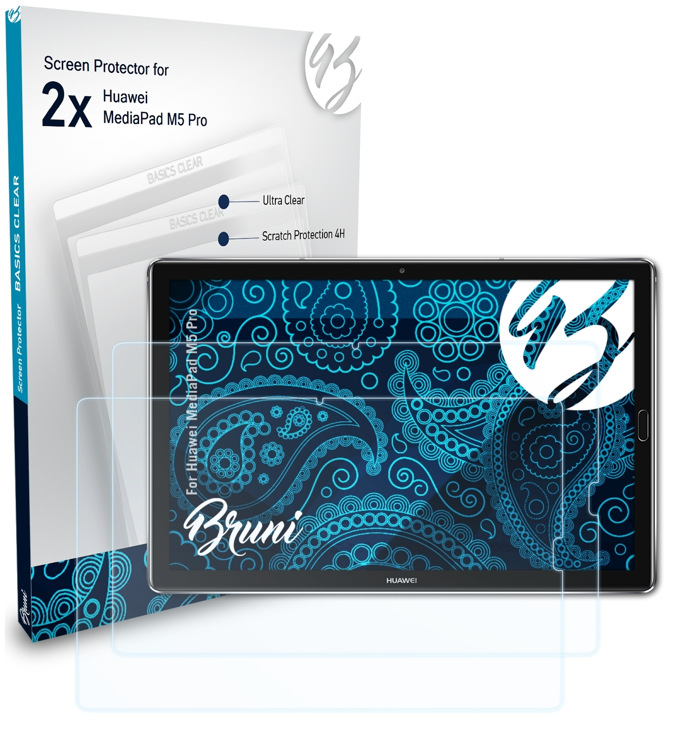 BRUNI 2x Basics-Clear Schutzfolie(für Huawei MediaPad M5 Pro)