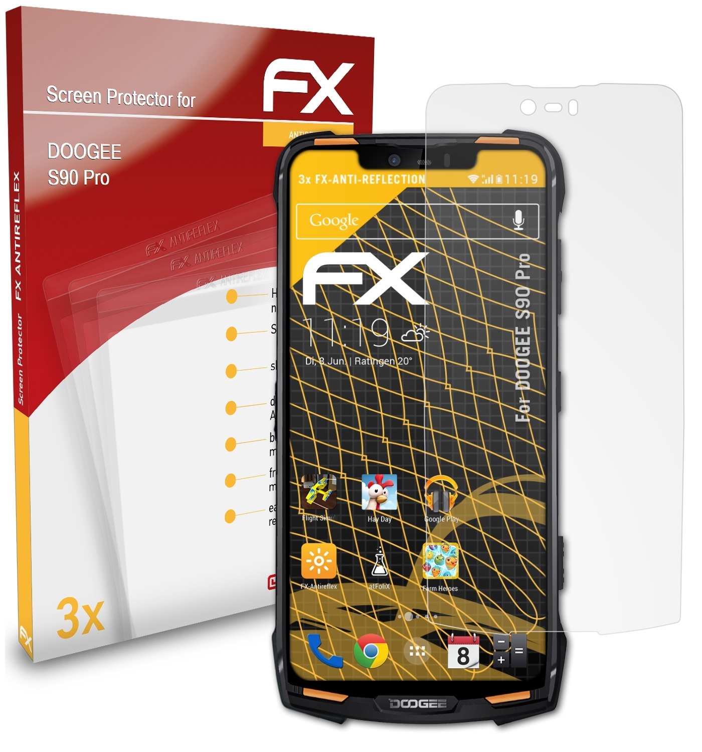 ATFOLIX 3x FX-Antireflex Displayschutz(für S90 Pro) Doogee