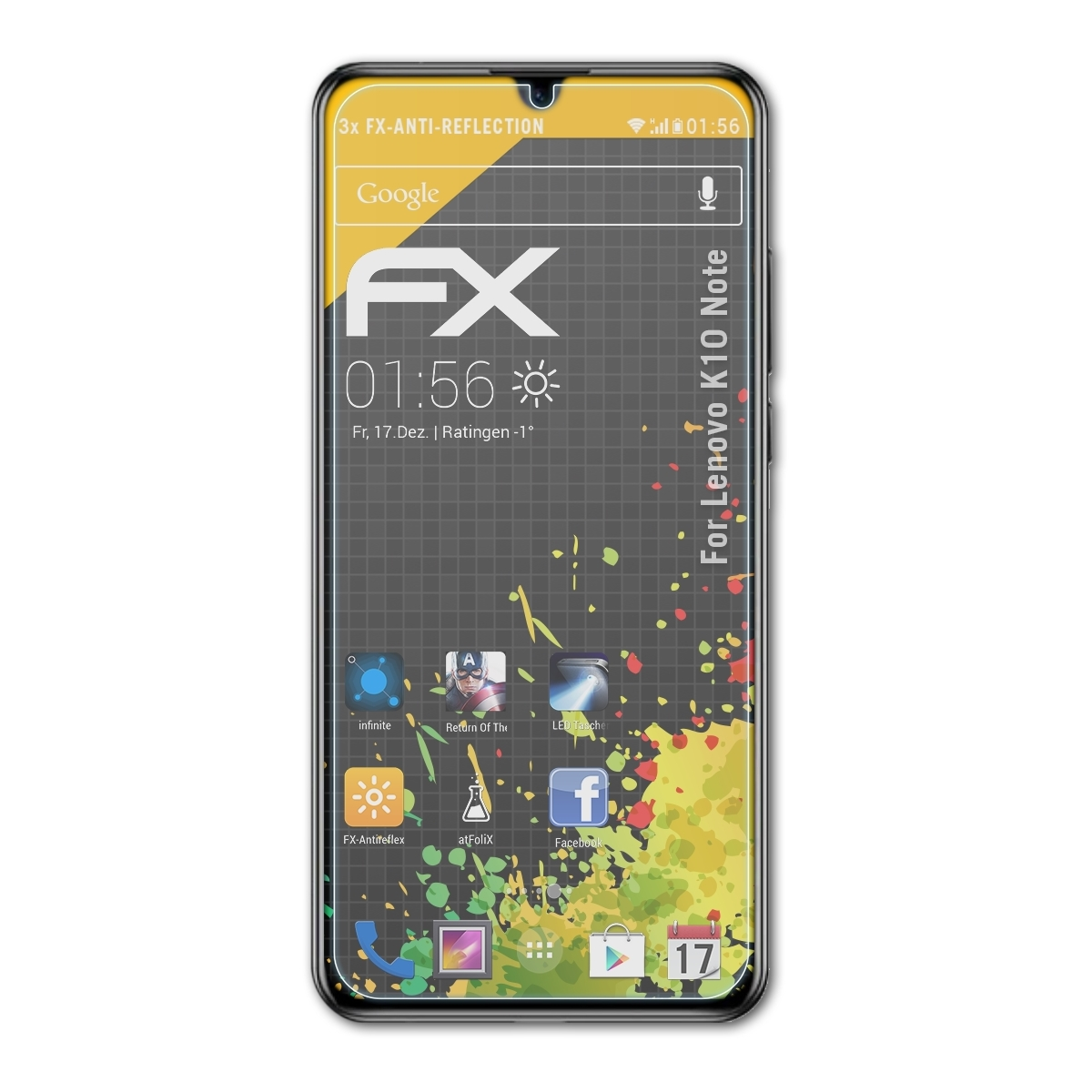 ATFOLIX 3x Displayschutz(für FX-Antireflex Note) K10 Lenovo
