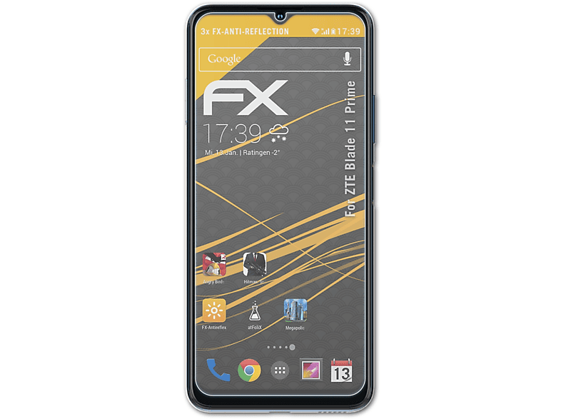 ATFOLIX 3x FX-Antireflex 11 Displayschutz(für Prime) Blade ZTE