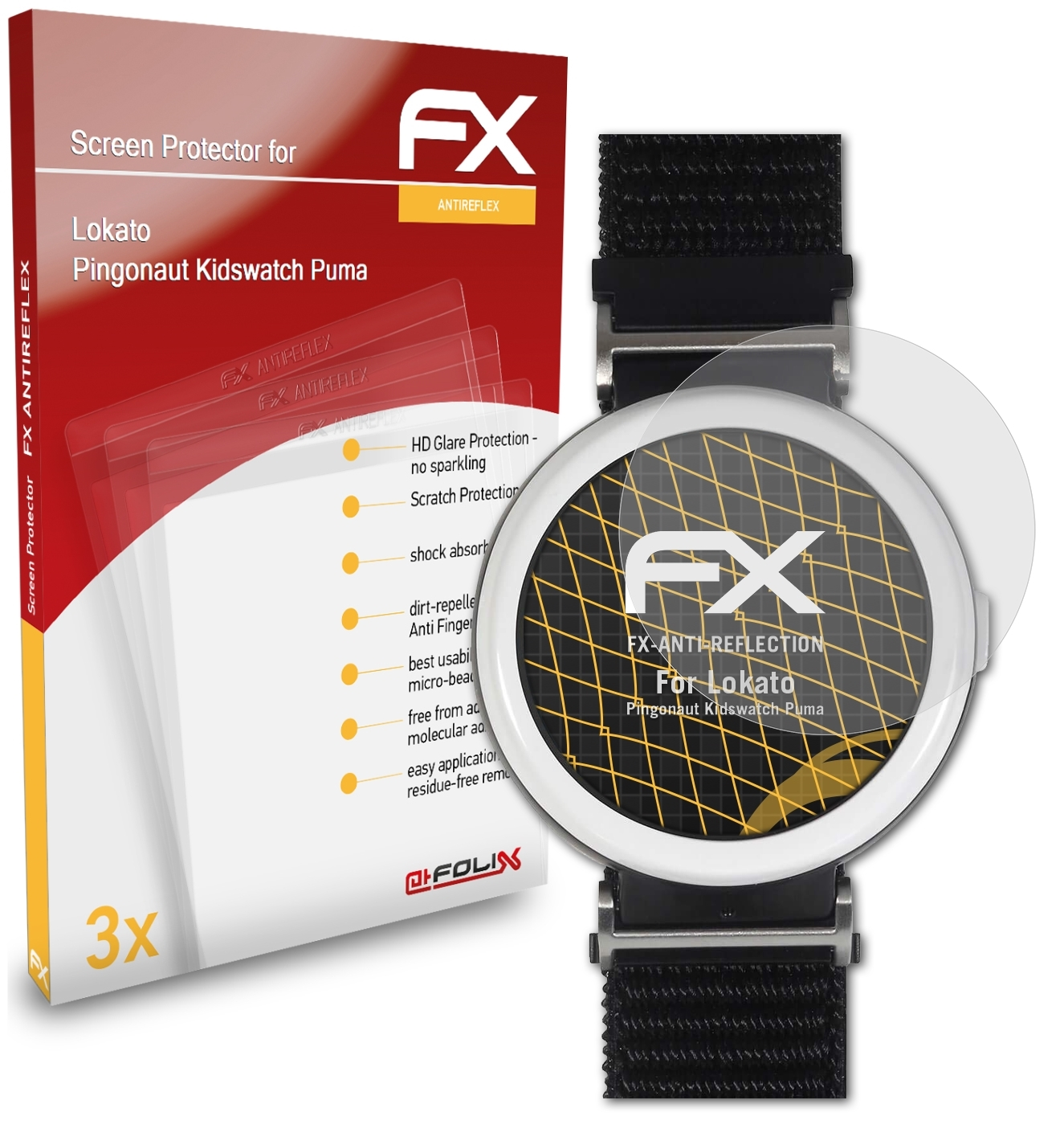 ATFOLIX 3x FX-Antireflex Displayschutz(für Lokato Puma) Pingonaut Kidswatch