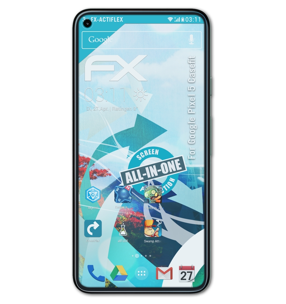 Google ATFOLIX 5 3x (Casefit)) FX-ActiFleX Displayschutz(für Pixel