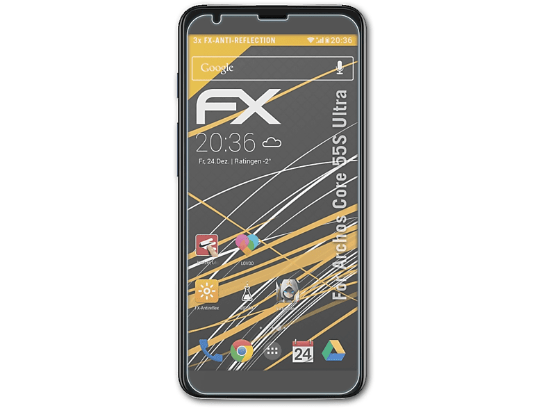 ATFOLIX 3x FX-Antireflex Displayschutz(für Archos Core 55S Ultra)
