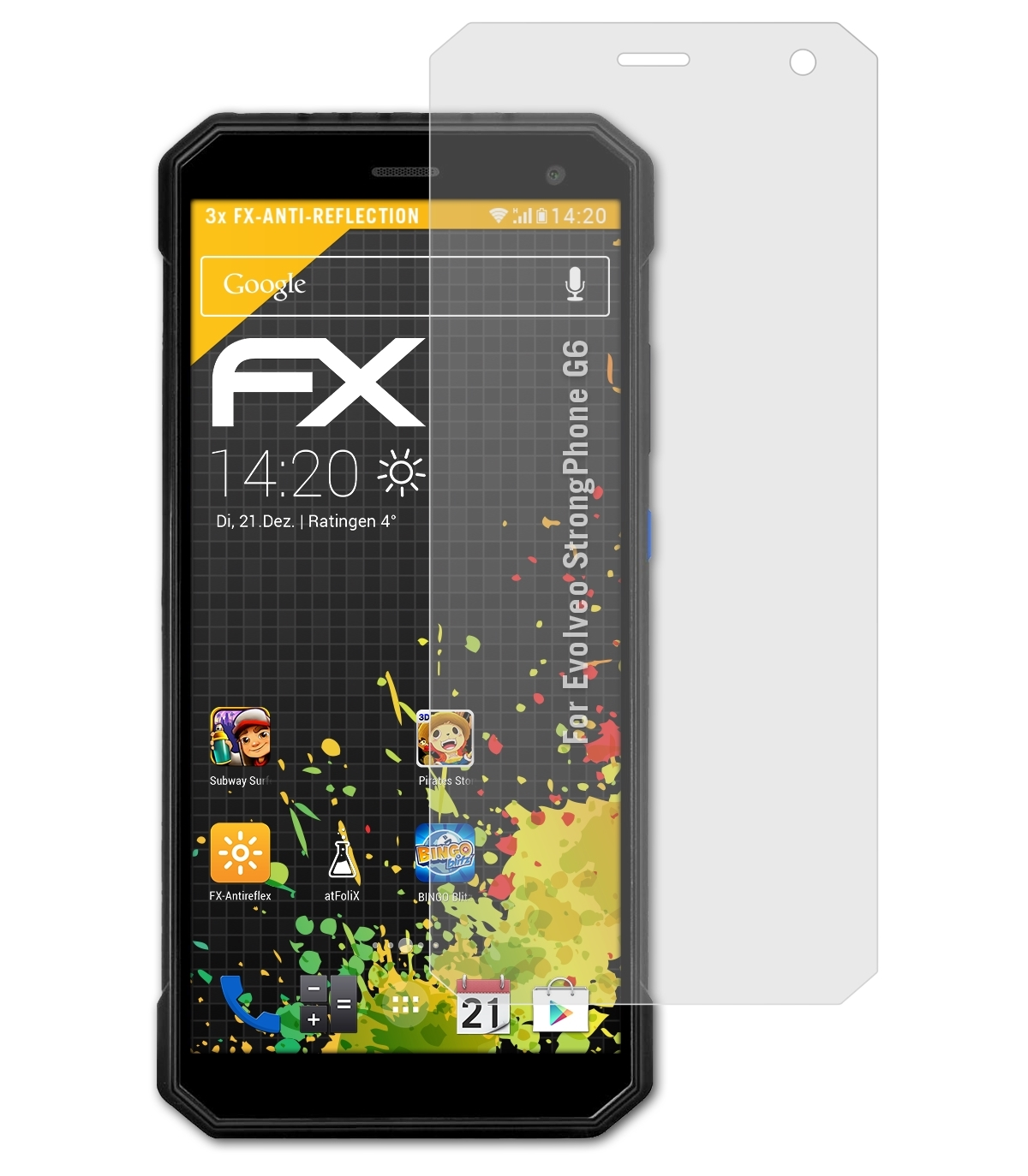 3x G6) FX-Antireflex ATFOLIX Evolveo StrongPhone Displayschutz(für