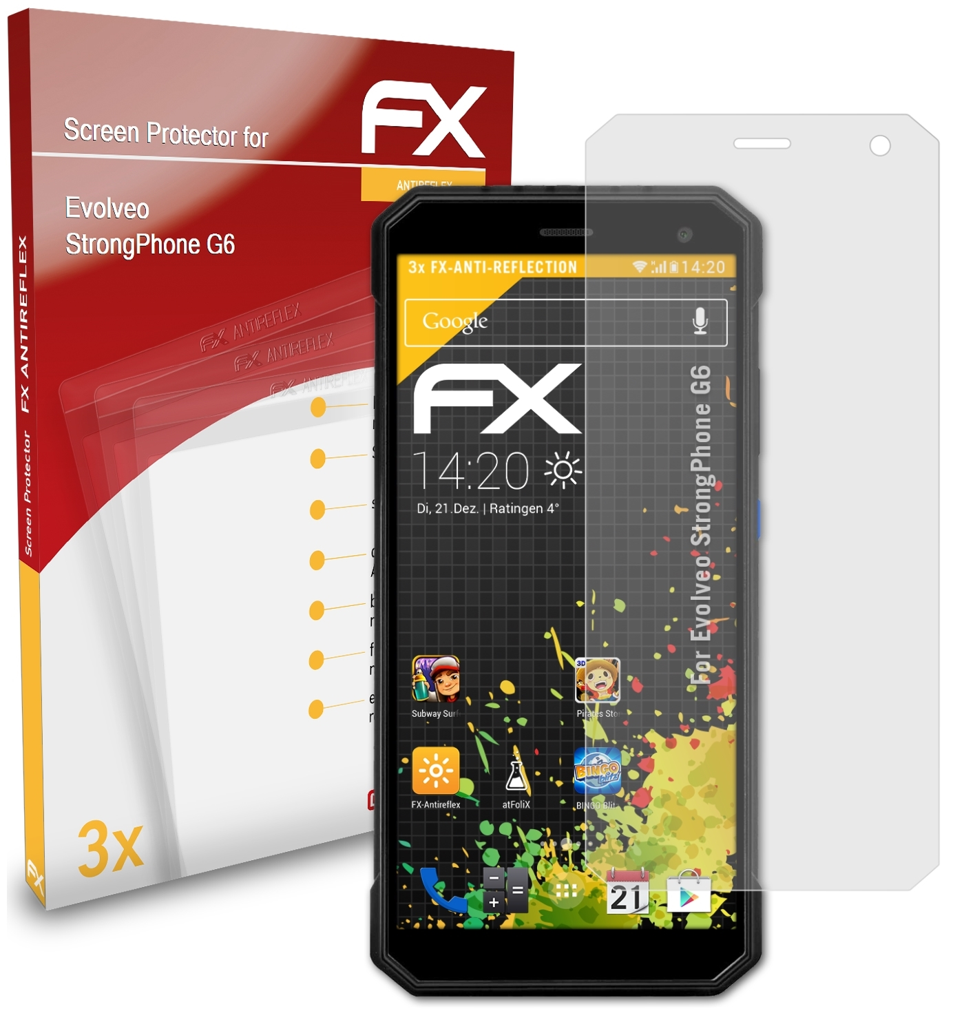 ATFOLIX Displayschutz(für Evolveo G6) 3x StrongPhone FX-Antireflex
