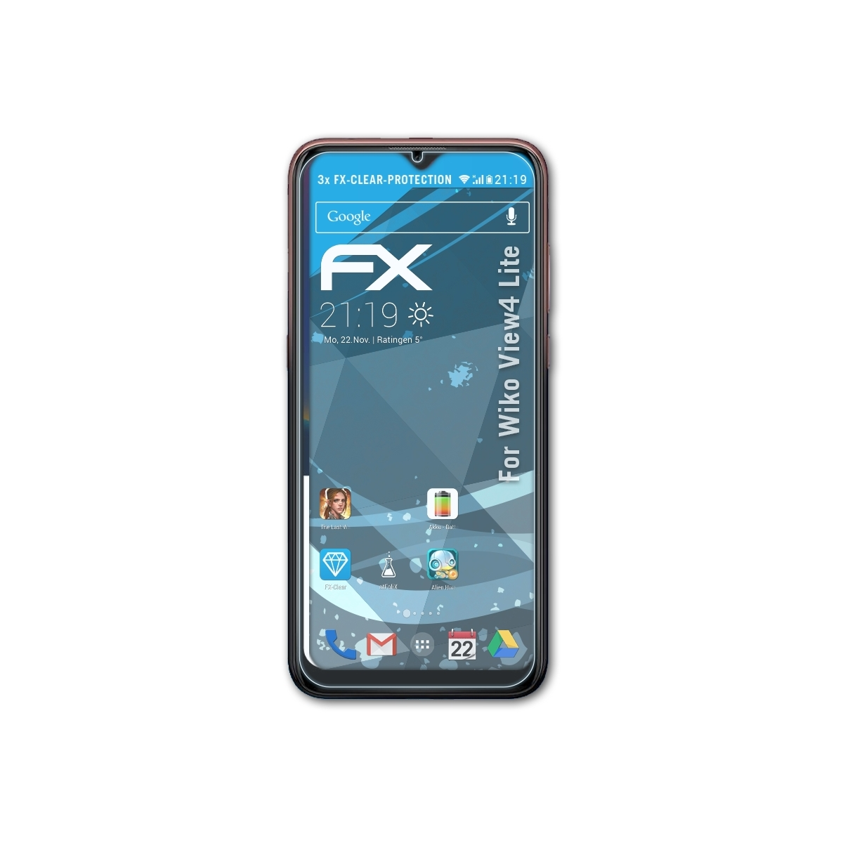 FX-Clear ATFOLIX Lite) Wiko View4 3x Displayschutz(für