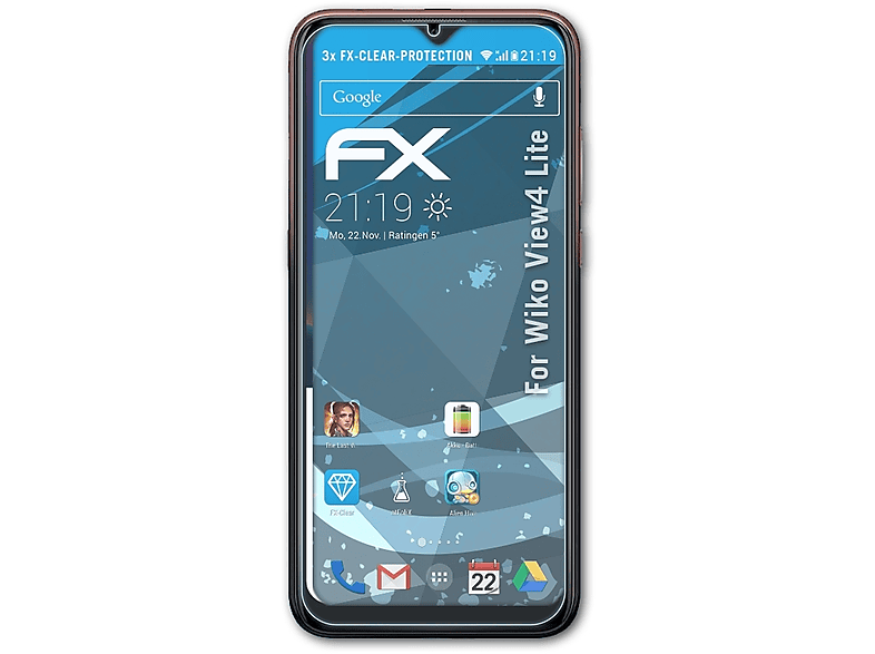 ATFOLIX 3x FX-Clear Wiko Displayschutz(für Lite) View4