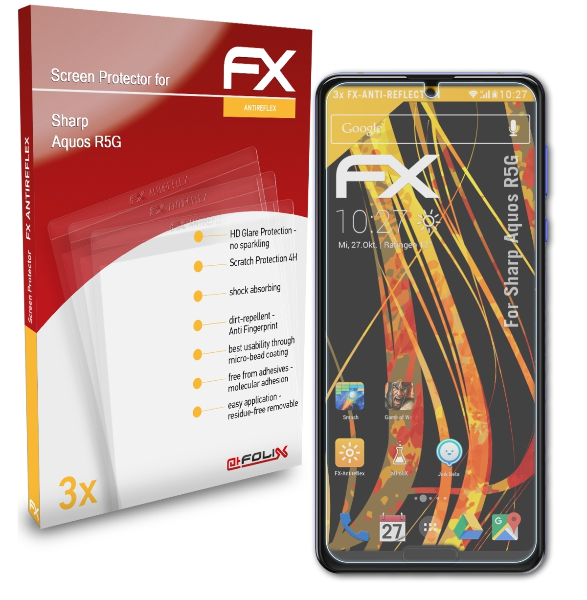 ATFOLIX 3x Displayschutz(für FX-Antireflex Aquos R5G) Sharp