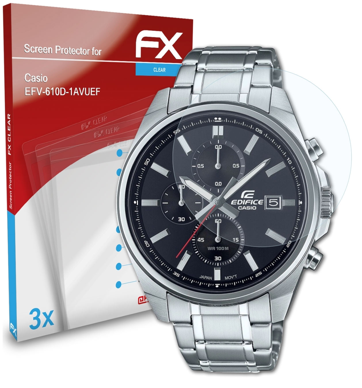 ATFOLIX 3x FX-Clear Displayschutz(für Casio EFV-610D-1AVUEF)