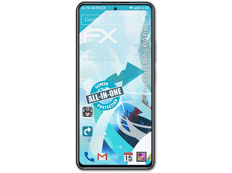ATFOLIX 3x FX-ActiFleX Displayschutz(für Xiaomi Redmi K40 Pro)