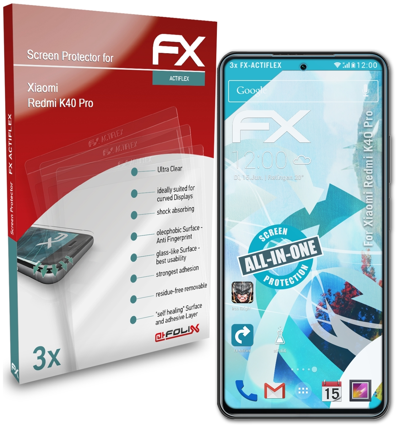 Redmi Xiaomi ATFOLIX FX-ActiFleX Pro) Displayschutz(für 3x K40