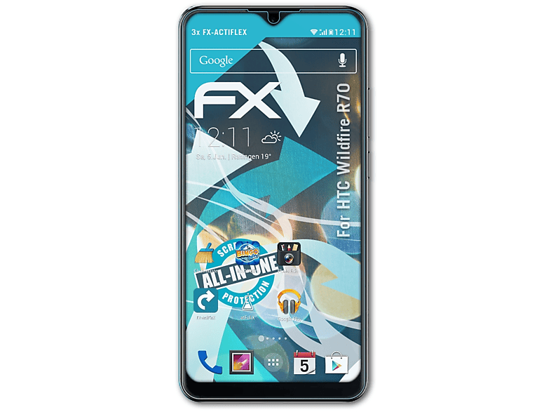 Displayschutz(für ATFOLIX Wildfire 3x FX-ActiFleX R70) HTC