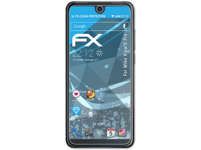 3x View Wiko Displayschutz(für FX-Clear ATFOLIX 2 Pro)