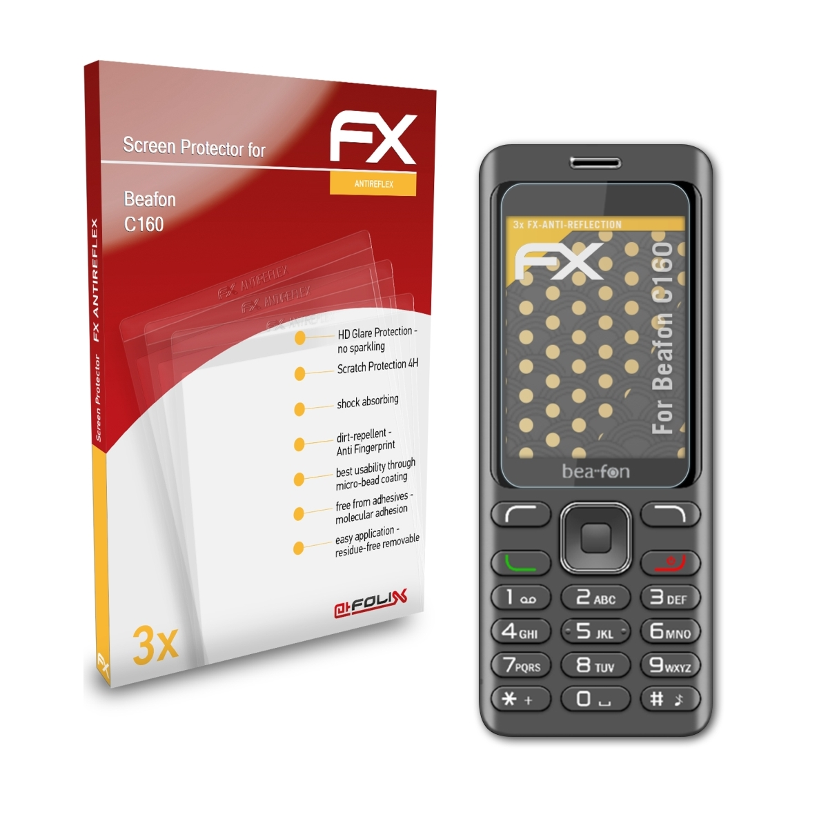ATFOLIX 3x FX-Antireflex Displayschutz(für C160) Beafon