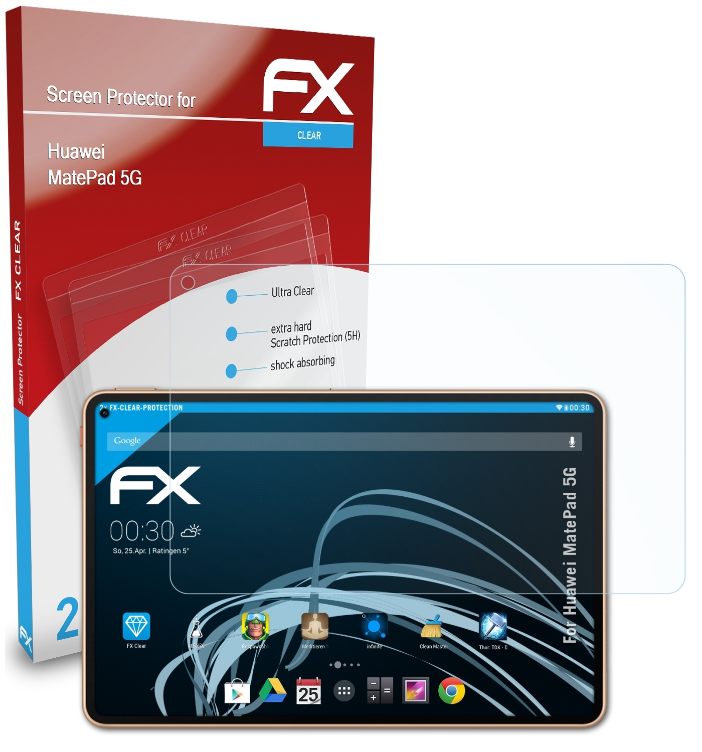 ATFOLIX 2x Displayschutz(für FX-Clear Huawei 5G) MatePad