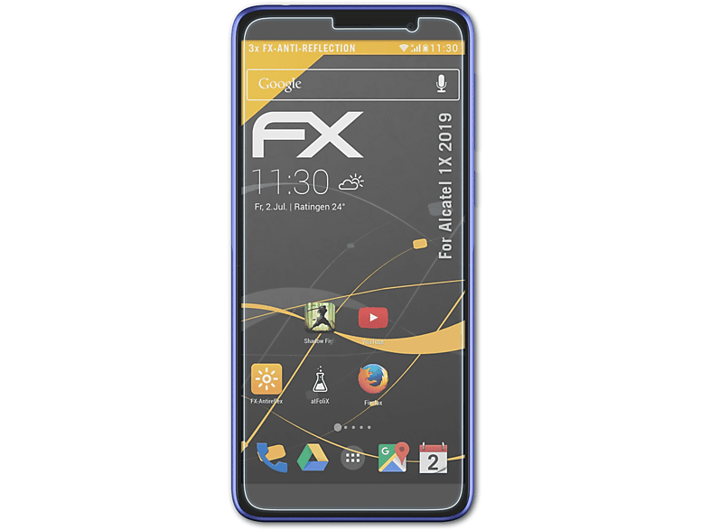 (2019)) Alcatel FX-Antireflex 1X 3x Displayschutz(für ATFOLIX