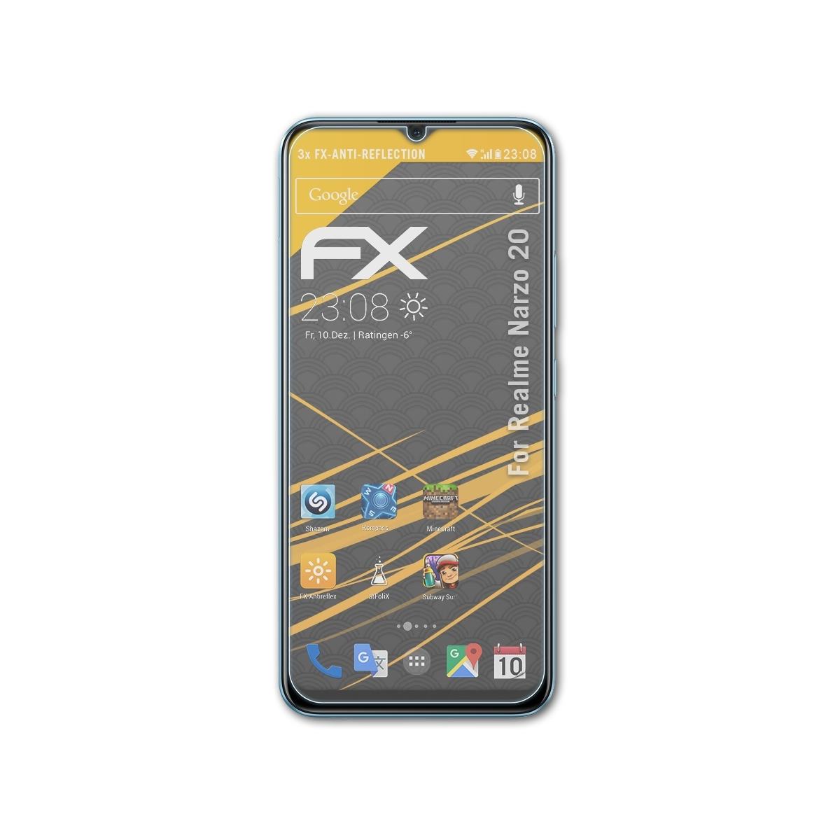 ATFOLIX 3x FX-Antireflex 20) Realme Narzo Displayschutz(für