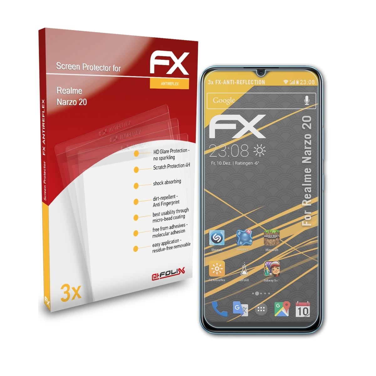 FX-Antireflex 3x Narzo Displayschutz(für 20) Realme ATFOLIX