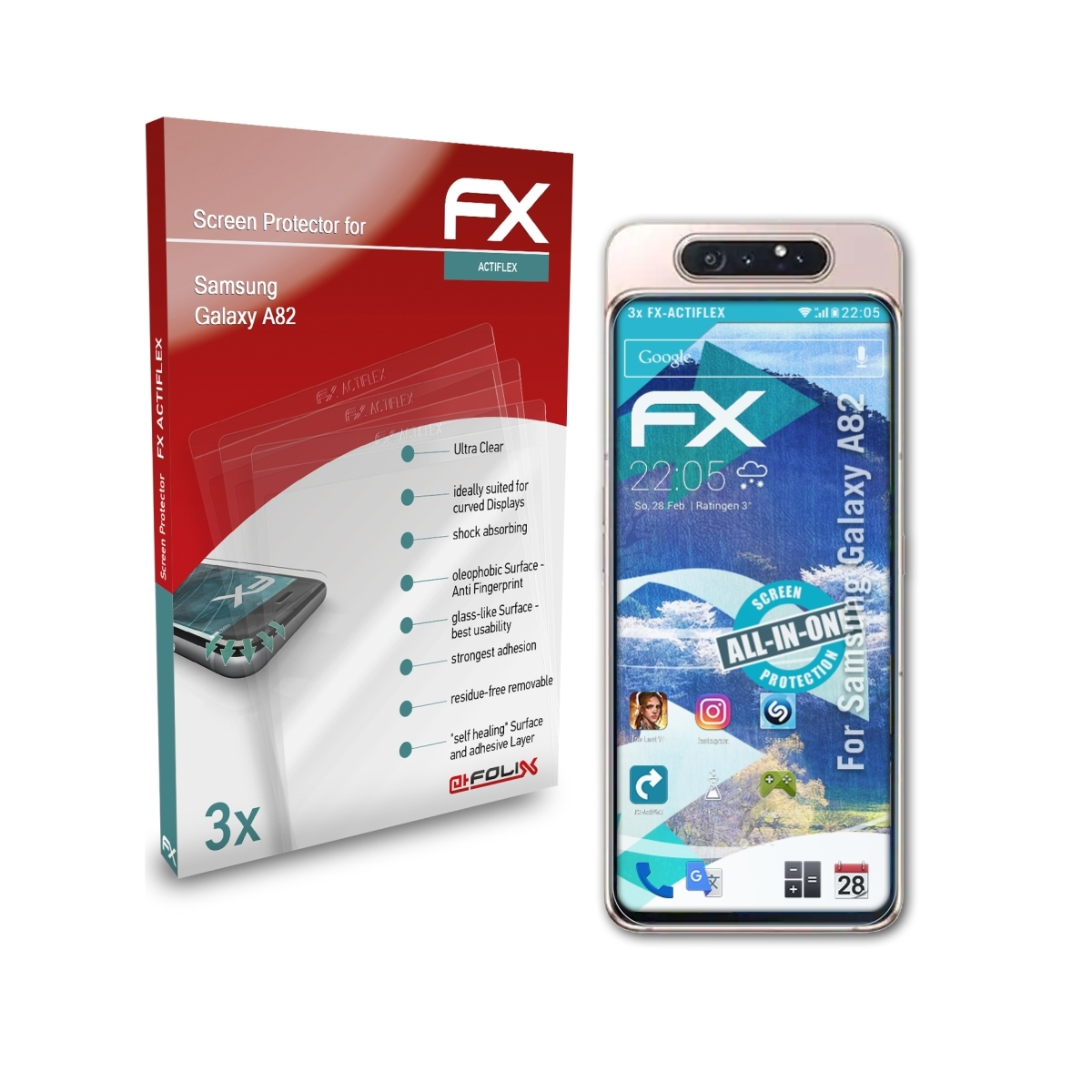 ATFOLIX 3x FX-ActiFleX Galaxy Displayschutz(für A82) Samsung