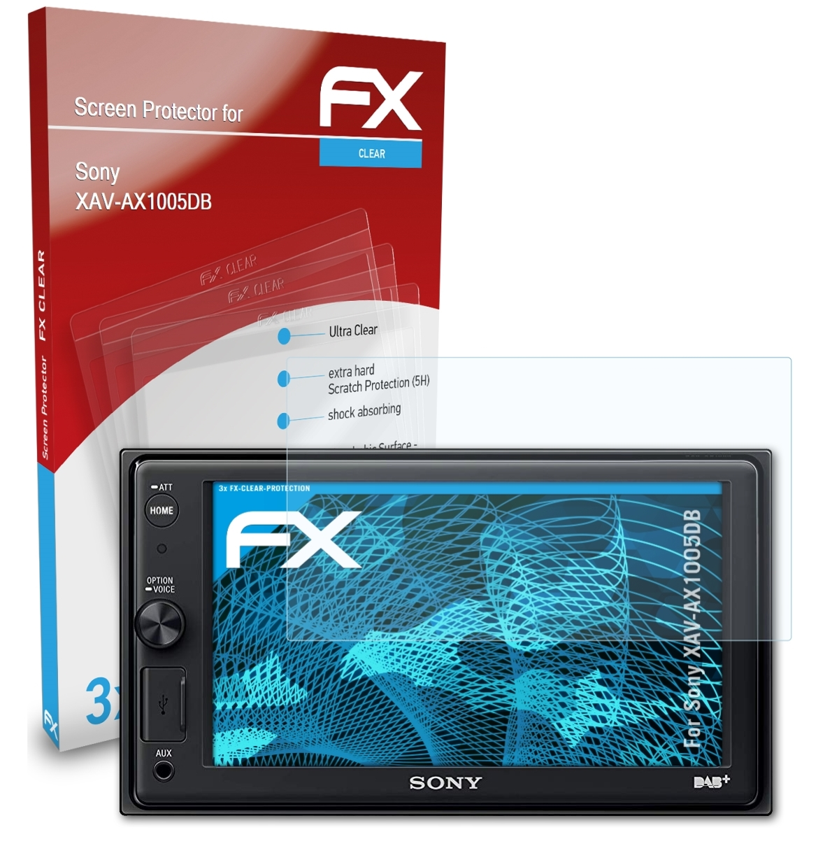 Displayschutz(für FX-Clear XAV-AX1005DB) 3x ATFOLIX Sony