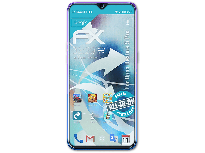 ATFOLIX 3x FX-ActiFleX Displayschutz(für Pro) Oppo Realme 5