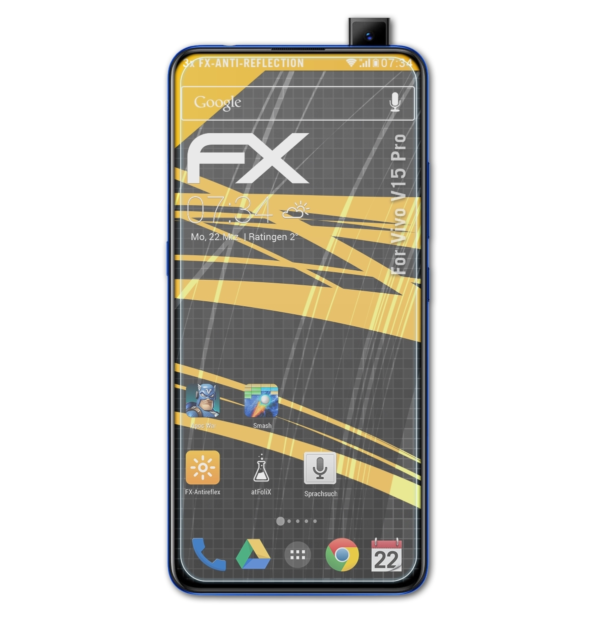 3x Pro) ATFOLIX Displayschutz(für FX-Antireflex Vivo V15