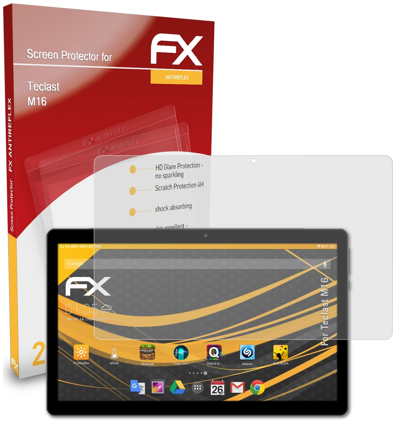 ATFOLIX 2x FX-Antireflex Displayschutz(für Teclast M16)