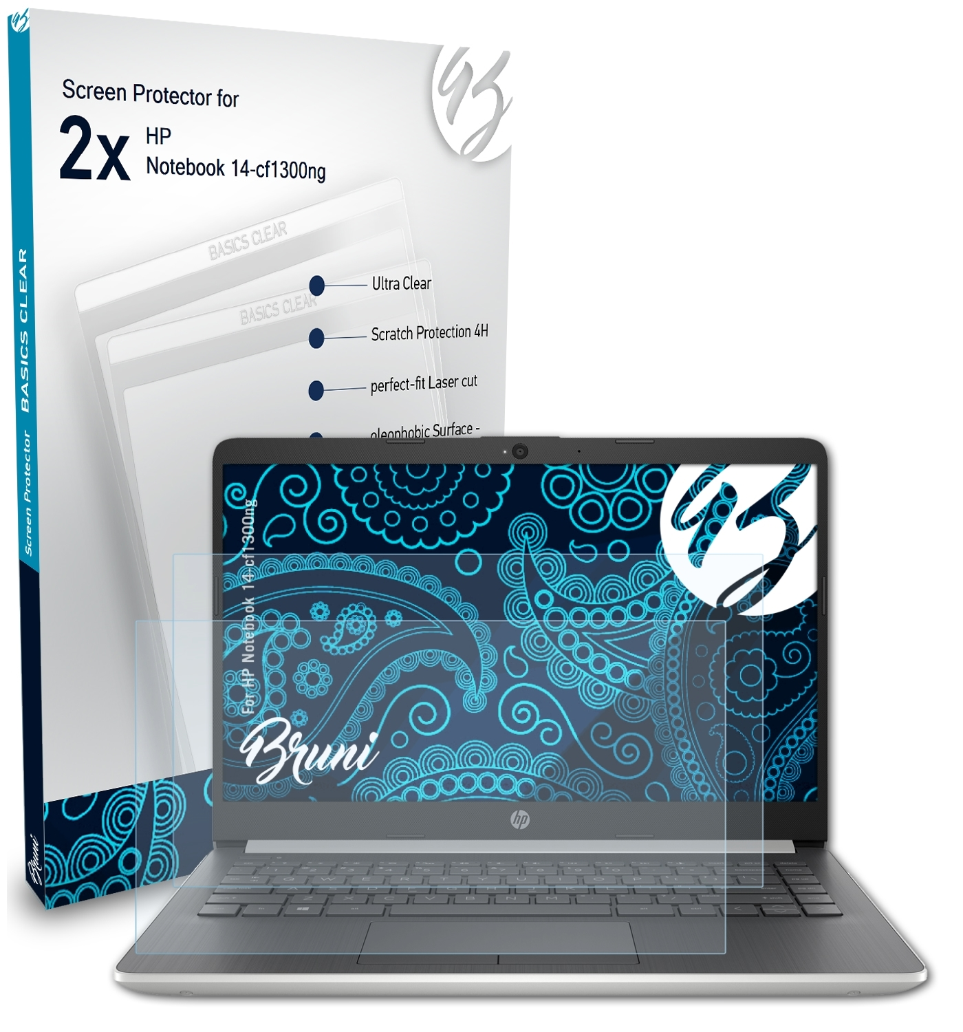 BRUNI 2x Basics-Clear Notebook 14-cf1300ng) Schutzfolie(für HP