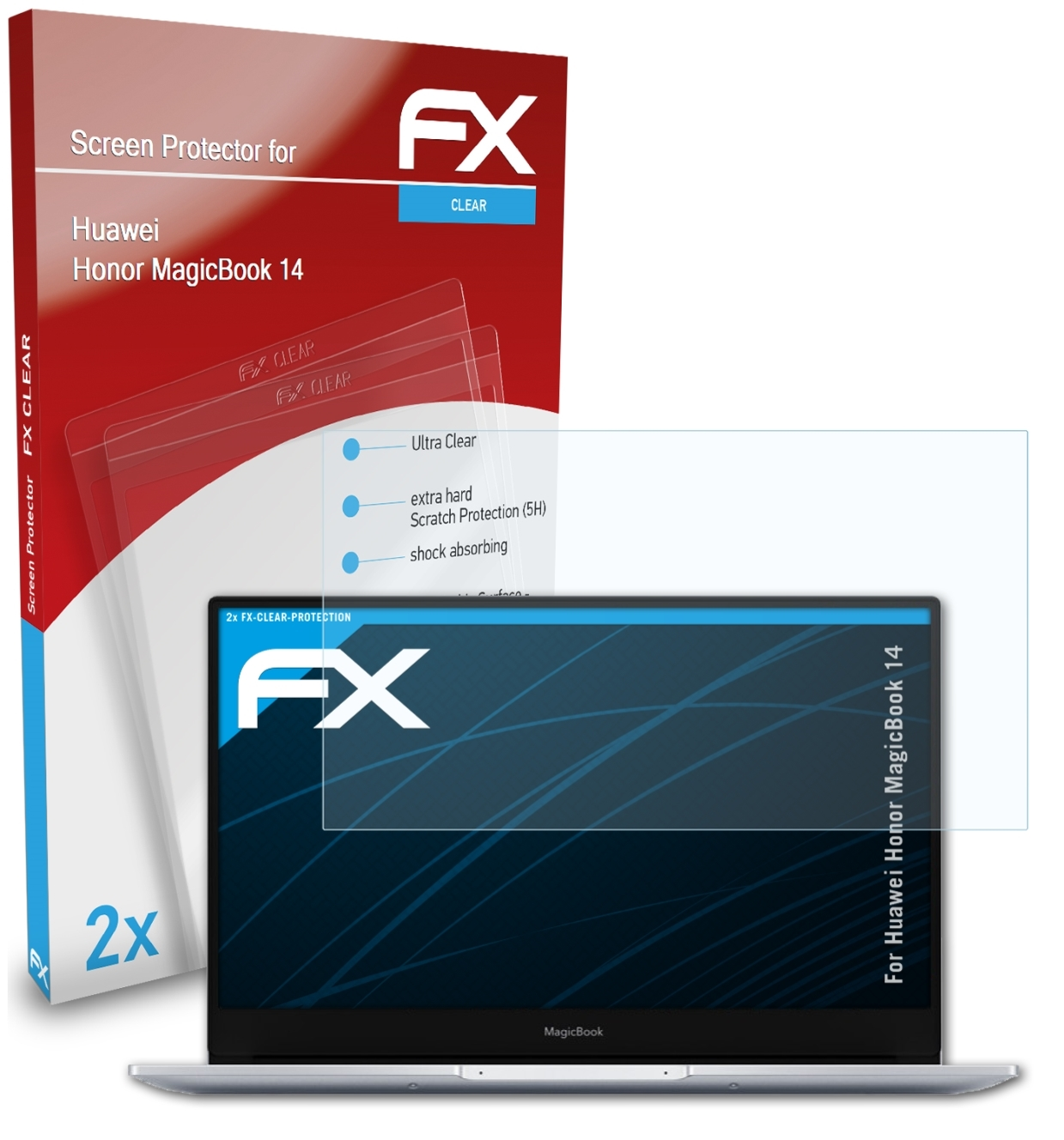ATFOLIX 2x FX-Clear Displayschutz(für Huawei Honor 14) MagicBook