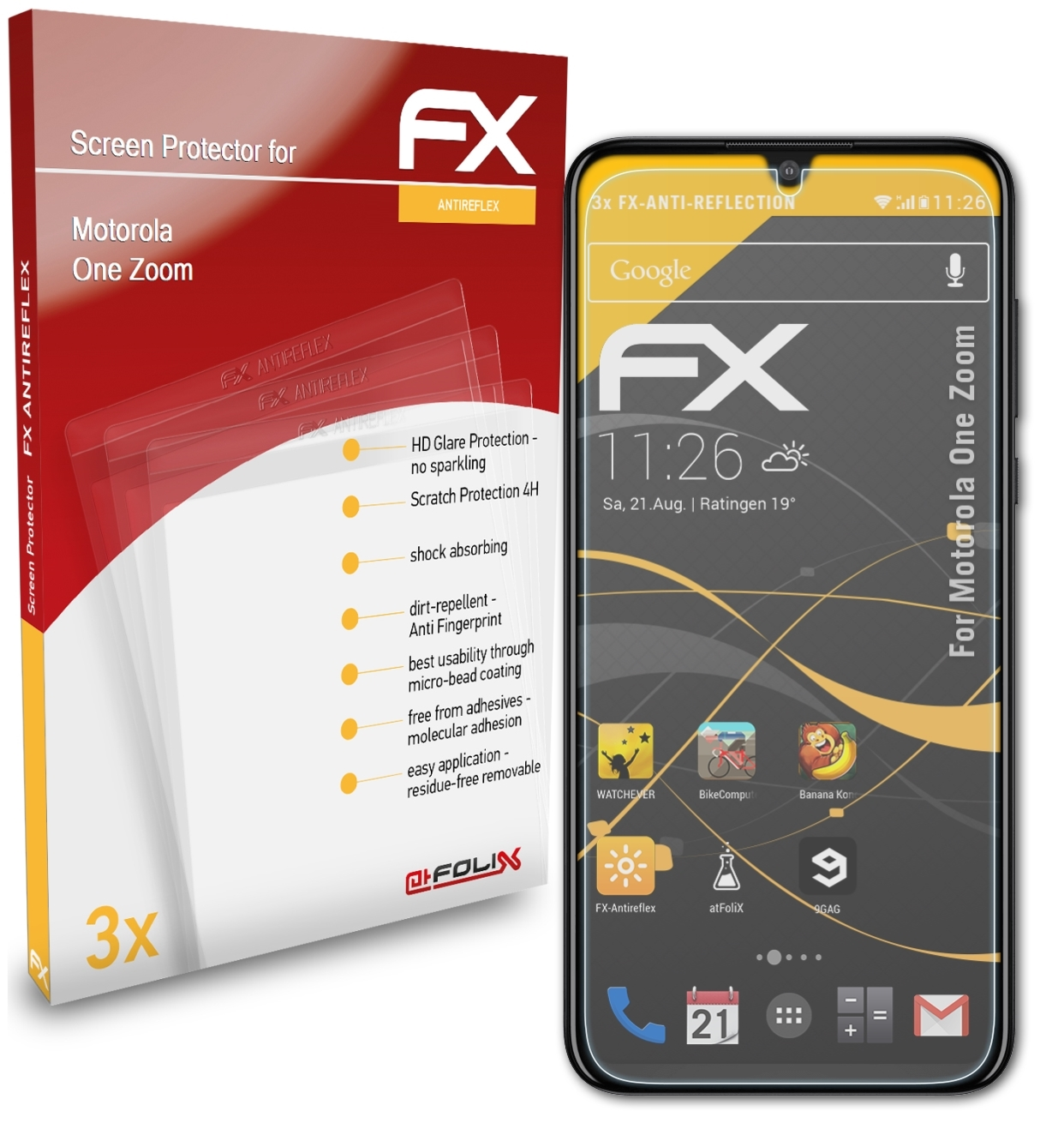 One 3x Zoom) Displayschutz(für FX-Antireflex Motorola ATFOLIX