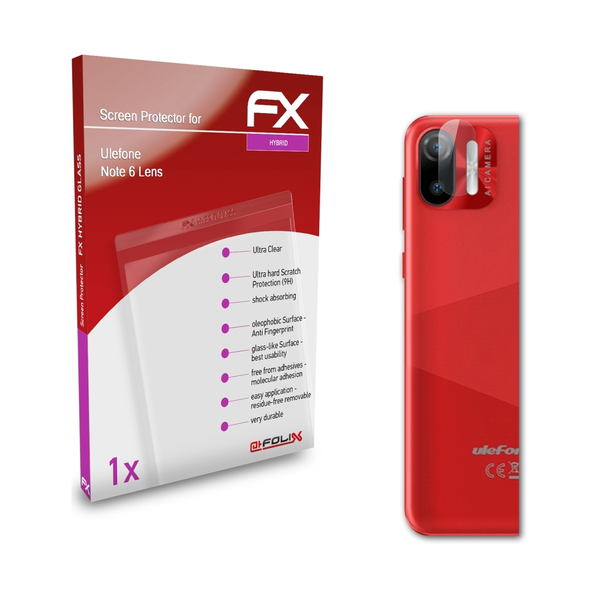 6 Ulefone ATFOLIX FX-Hybrid-Glass Lens) Note Schutzglas(für