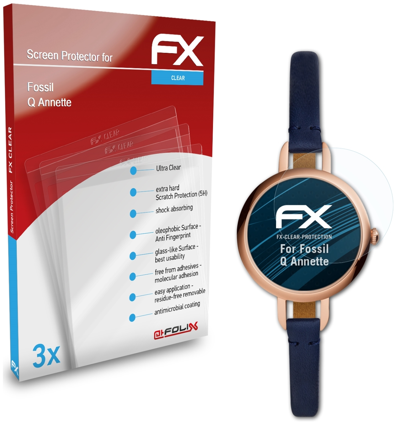 3x Fossil Q Displayschutz(für Annette) FX-Clear ATFOLIX