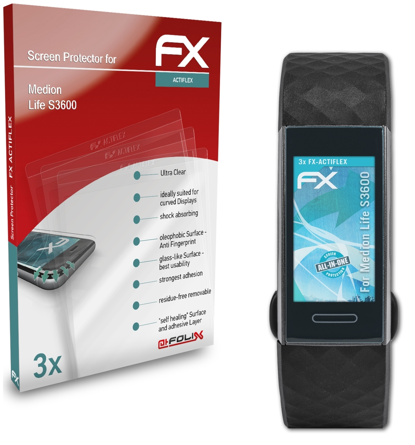 3x FX-ActiFleX Life S3600) Displayschutz(für ATFOLIX Medion