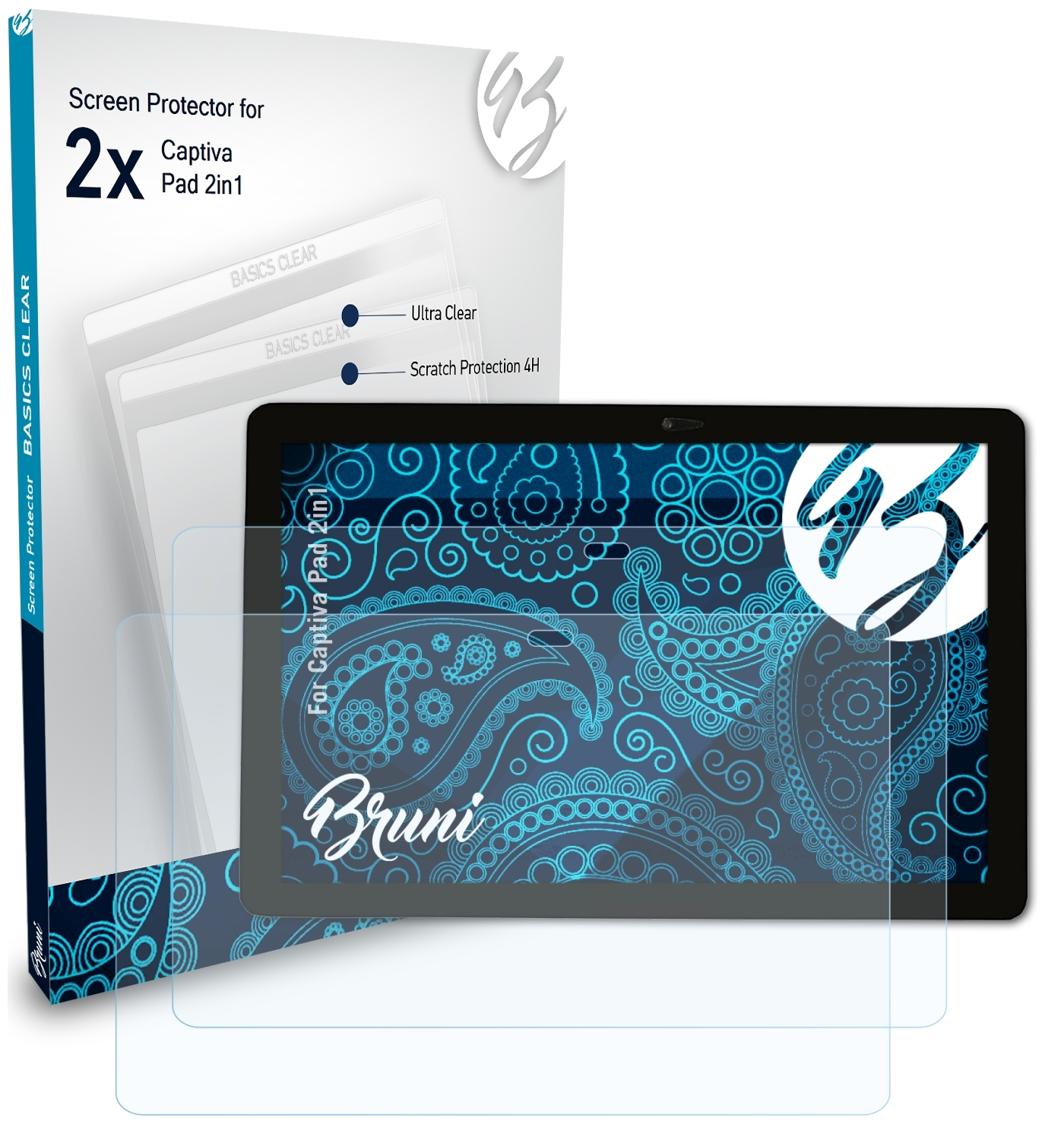 BRUNI 2x Schutzfolie(für Pad Captiva 2in1) Basics-Clear