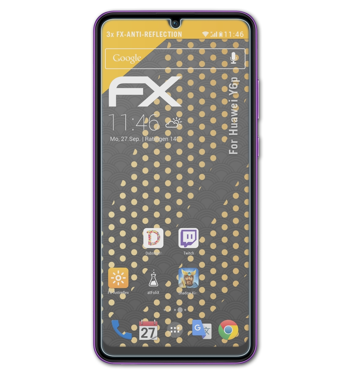 ATFOLIX 3x FX-Antireflex Huawei Y6p) Displayschutz(für