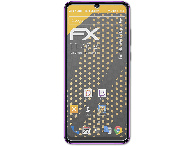 Y6p) 3x FX-Antireflex ATFOLIX Huawei Displayschutz(für