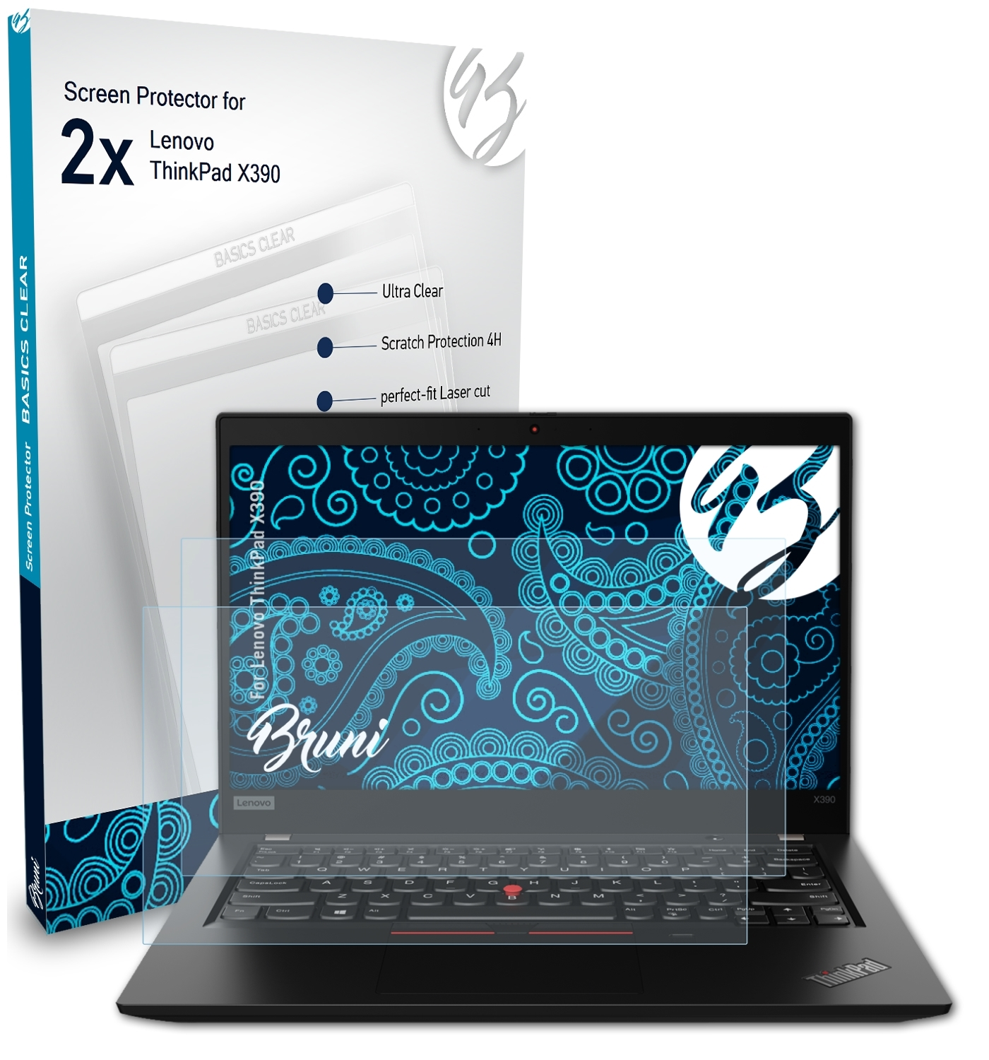 BRUNI 2x Basics-Clear Schutzfolie(für Lenovo ThinkPad X390)