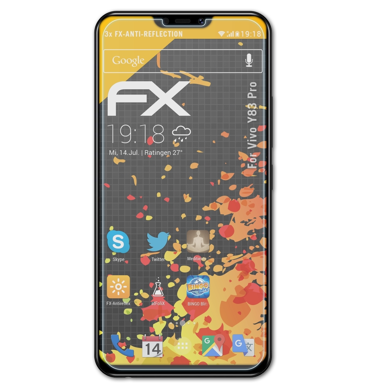 ATFOLIX 3x FX-Antireflex Displayschutz(für Pro) Vivo Y83