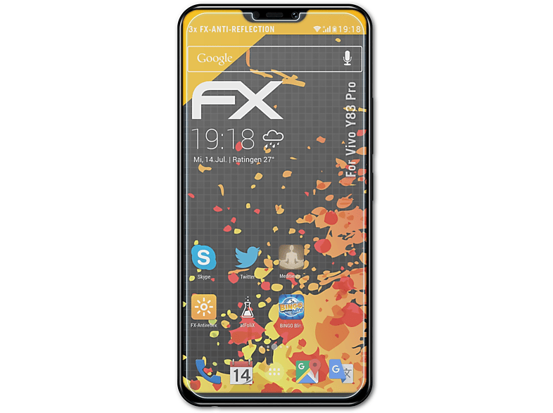 ATFOLIX 3x FX-Antireflex Displayschutz(für Vivo Y83 Pro)