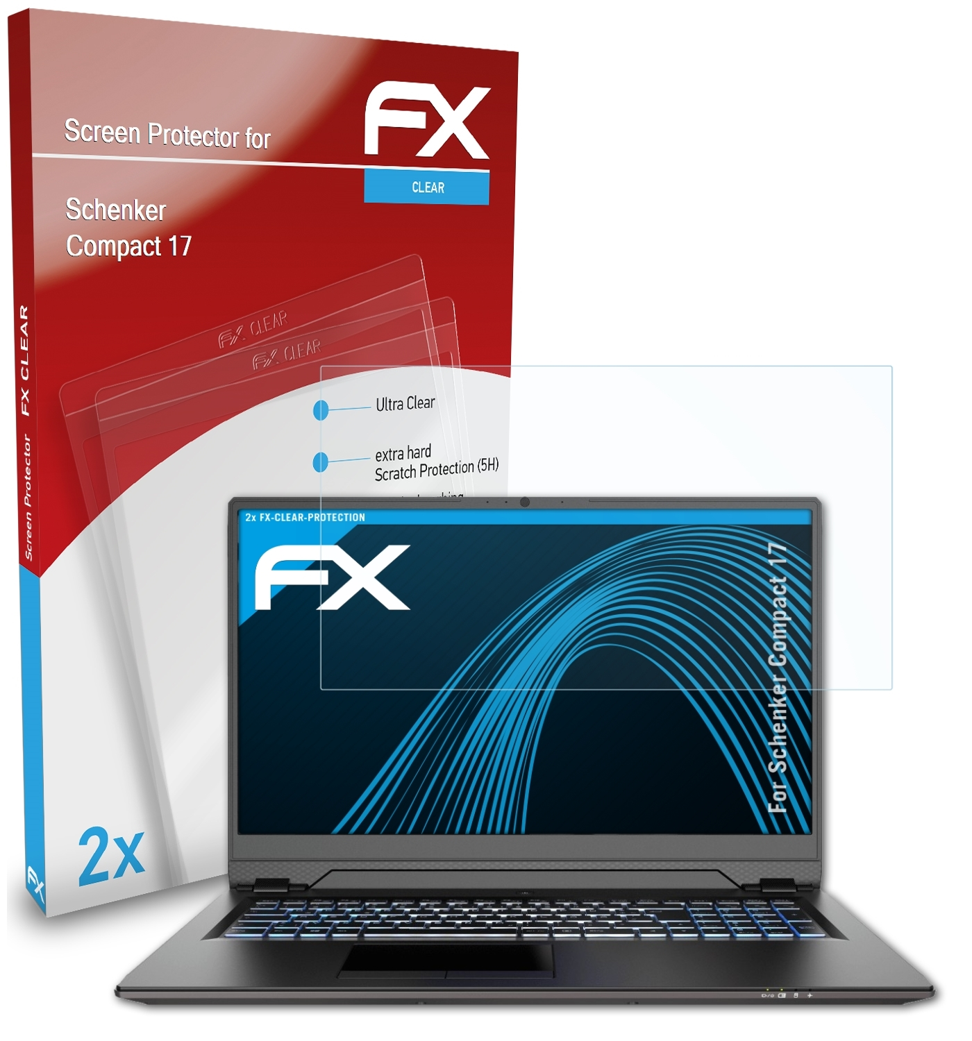 ATFOLIX 2x FX-Clear Displayschutz(für Schenker Compact 17)