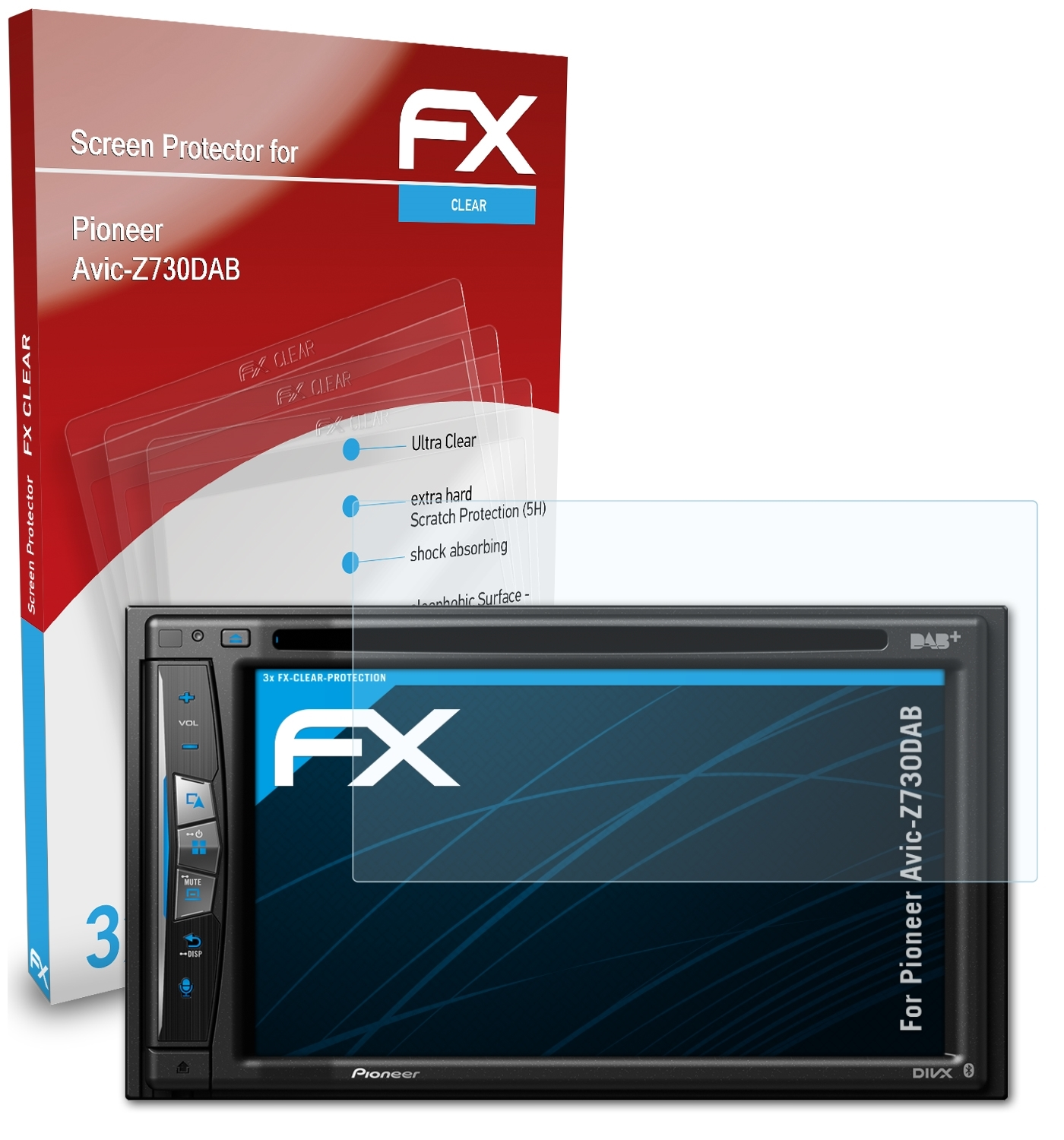 3x ATFOLIX Displayschutz(für Avic-Z730DAB) Pioneer FX-Clear