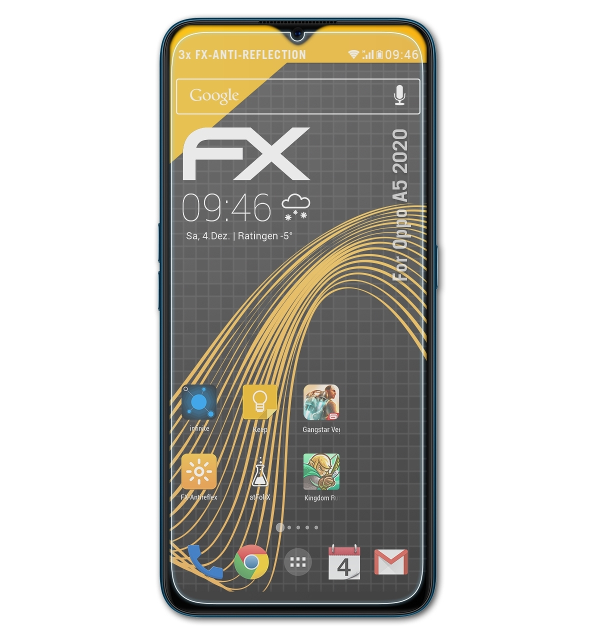 ATFOLIX 3x FX-Antireflex Oppo A5 2020) Displayschutz(für