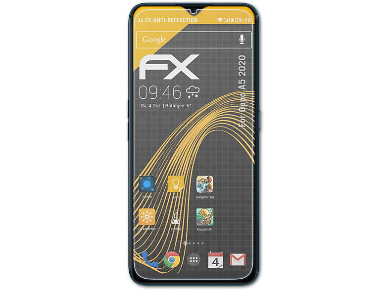 ATFOLIX 3x FX-Antireflex Displayschutz(für Oppo A5 2020)