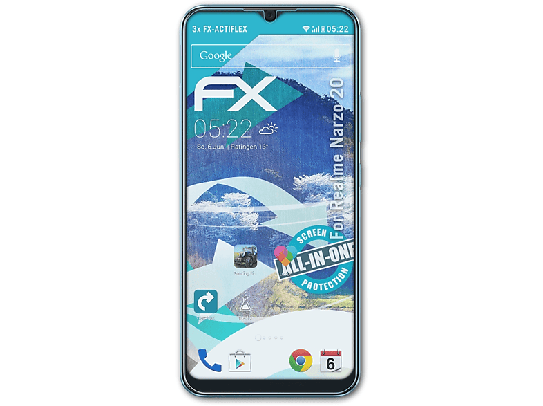 Realme Displayschutz(für FX-ActiFleX 3x ATFOLIX 20) Narzo